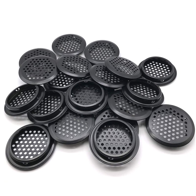 NACX 20Pcs Air Vents 53mm Circular Soffit Vent Stainless Steel Round Vent Mesh Hole Louver for Kitchen Bathroom Cabinet Wardrobe (Black) - Image 1